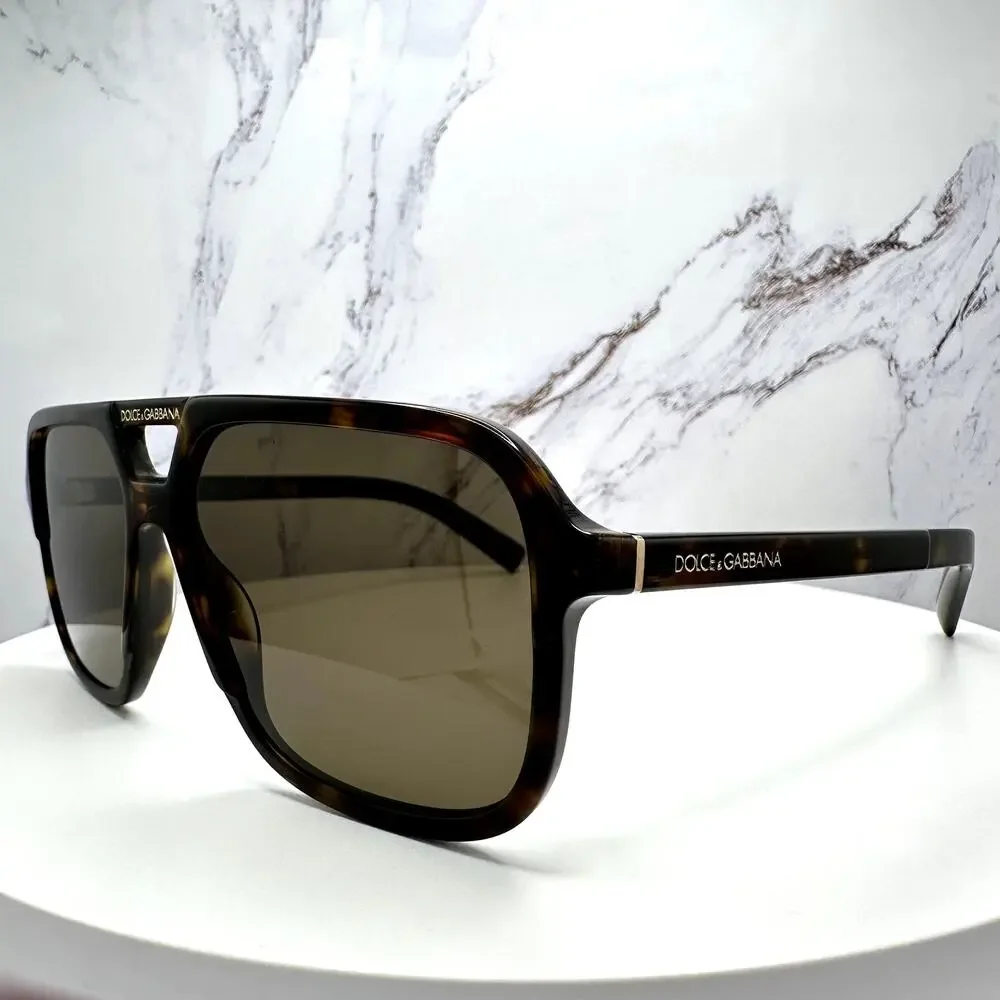 New Dolce & Gabbana Sunglasses Brown Aviator Pilot Gold